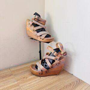 Bed Stu Juliana II wedge sandals Brown Leather Women’s Size 5.5